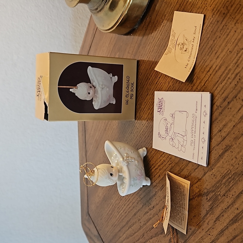 Precious Moments "He Cleansed My Soul" ornament from 1987.